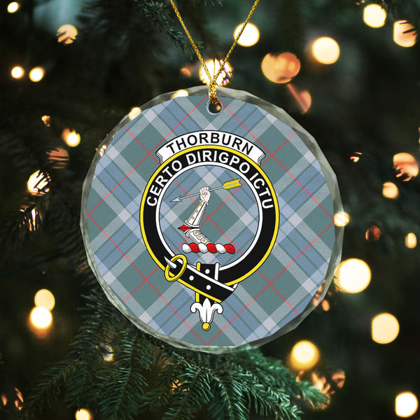 Thorburn (Thurburn) Weathered Clan Badge Tartan Glass Ornament