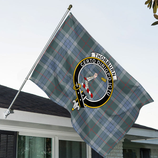Thorburn (Thurburn) Weathered Clan Badge Tartan House Flag