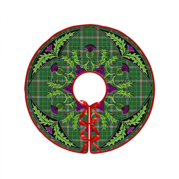 Toshach Ancient Clan Badge Tartan Christmas Tree Skirt Scottish Thistle Design