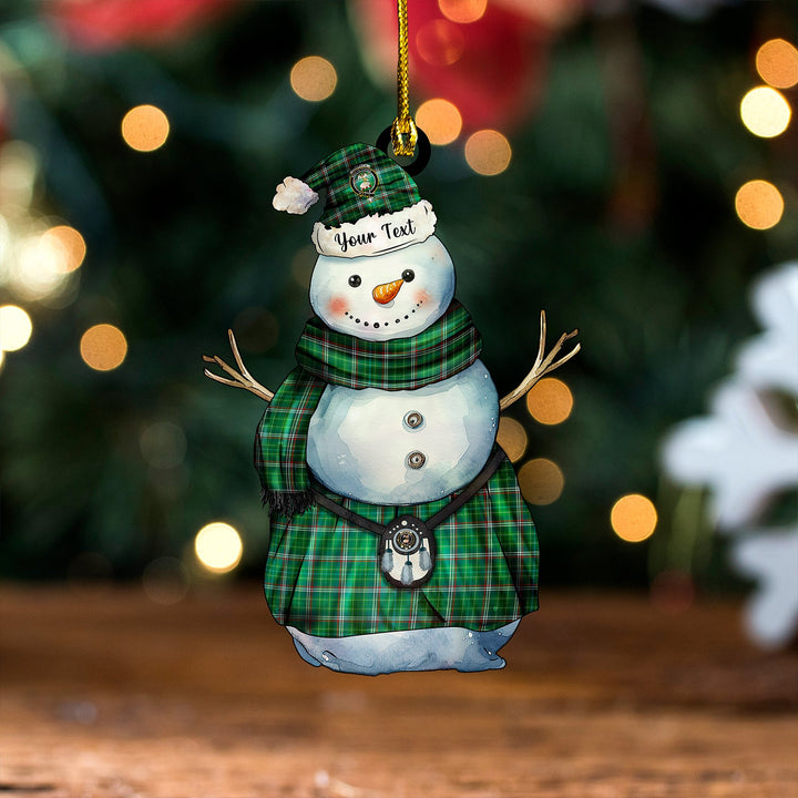 Toshach Modern Clan Badge Tartan Wood Acrylic Ornament Snowman Warrior Personalized