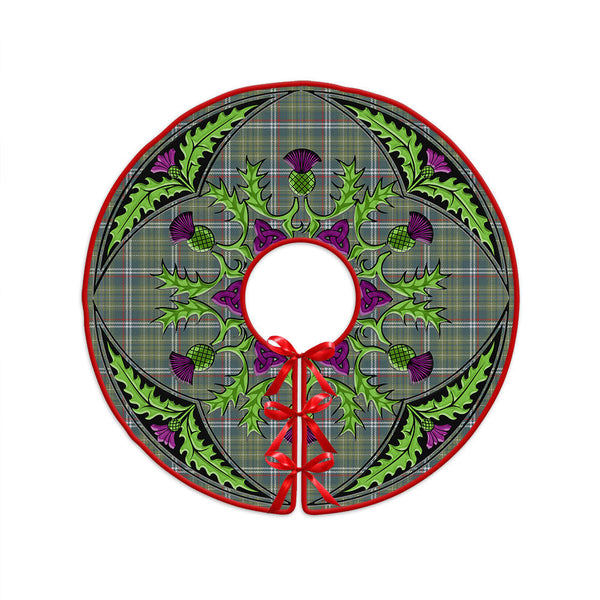 Toshach Weathered Clan Badge Tartan Christmas Tree Skirt Scottish Thistle Design