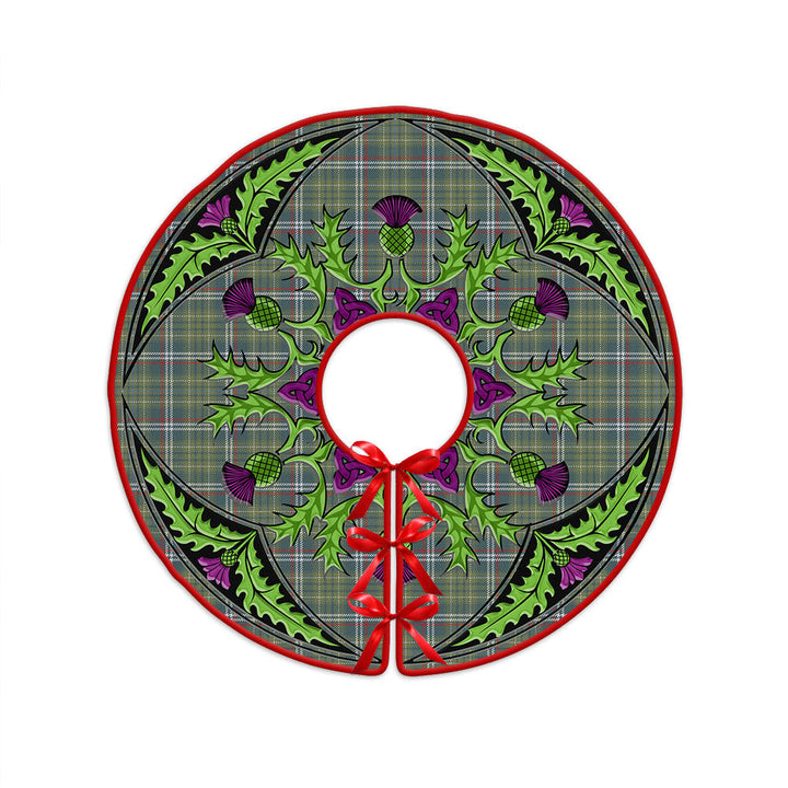 Toshach Weathered Clan Badge Tartan Christmas Tree Skirt Scottish Thistle Design