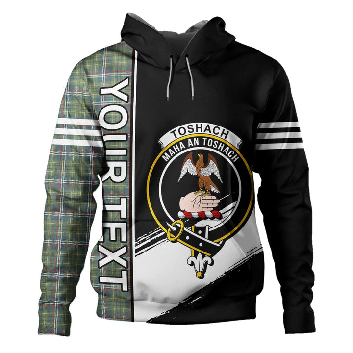 Toshach Weathered Clan Badge Tartan Hoodie Quarter Style Personalized