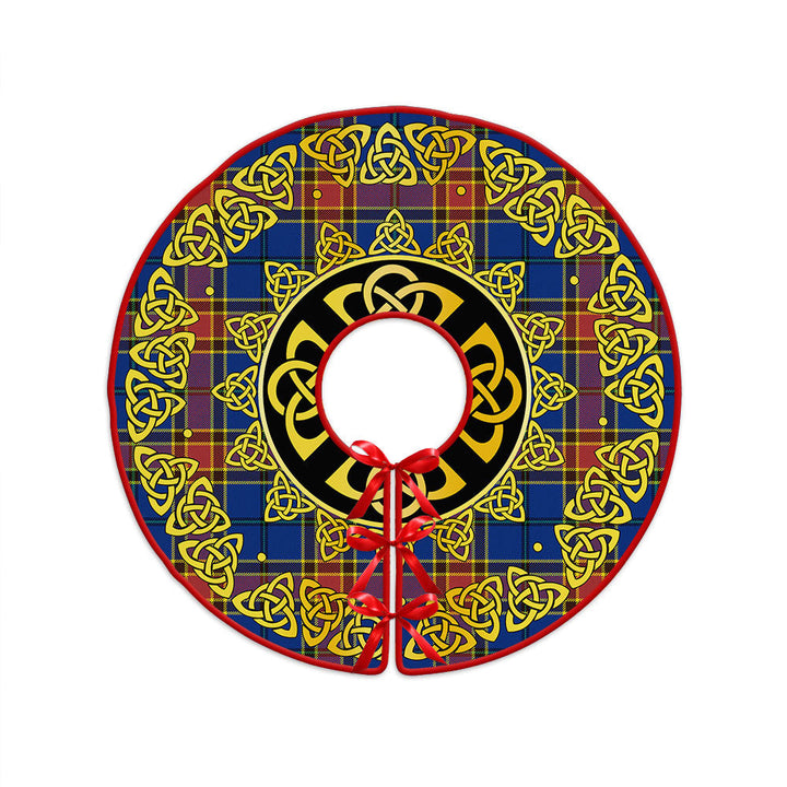 Traill (Trayle) Modern Clan Badge Tartan Christmas Tree Skirt Golden Celtic Heritage