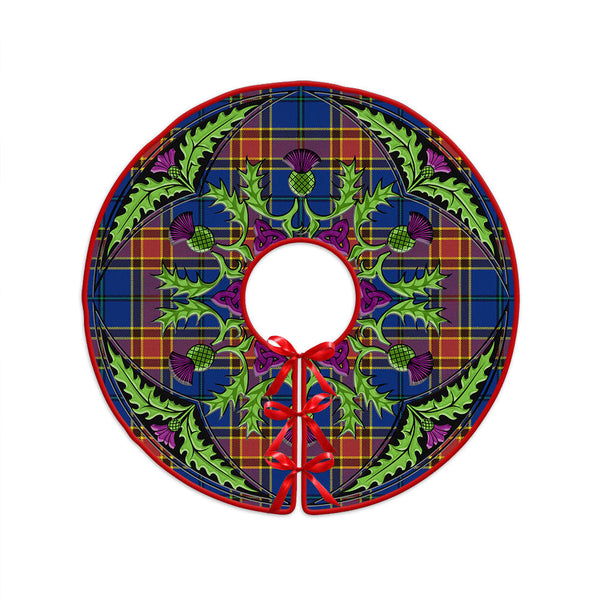 Traill (Trayle) Modern Clan Badge Tartan Christmas Tree Skirt Scottish Thistle Design