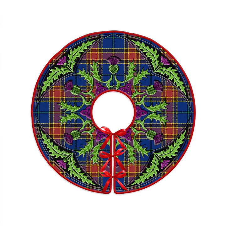 Traill (Trayle) Modern Clan Badge Tartan Christmas Tree Skirt Scottish Thistle Design