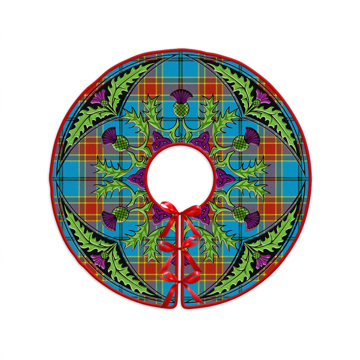 Traill (Trayle) Weathered Clan Badge Tartan Christmas Tree Skirt Scottish Thistle Design
