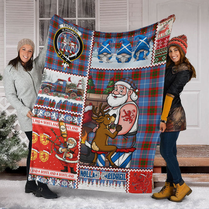 Trotter Clan Badge Tartan Blanket Scotland Santa Tattoo Christmas Comic Patchwork Style