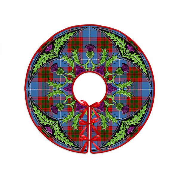 Trotter Clan Badge Tartan Christmas Tree Skirt Scottish Thistle Design