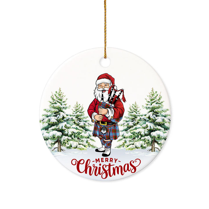 Trotter Tartan Ceramic Ornament Santa