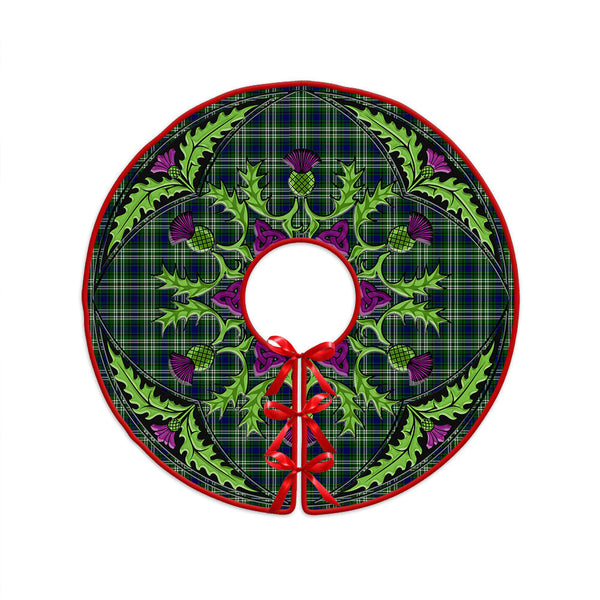 Tweedside District Clan Badge Tartan Christmas Tree Skirt Scottish Thistle Design