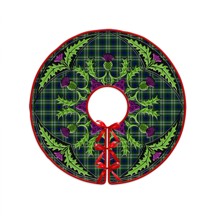 Tweedside District Clan Badge Tartan Christmas Tree Skirt Scottish Thistle Design