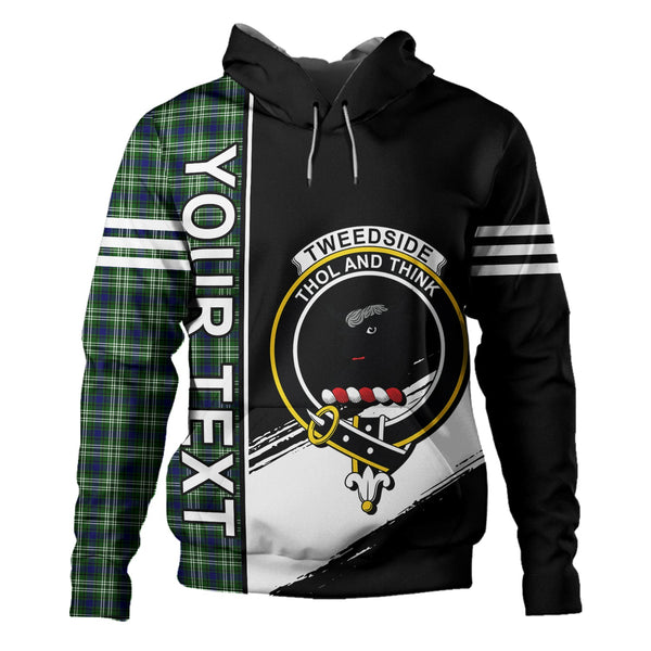 Tweedside District Clan Badge Tartan Hoodie Quarter Style Personalized