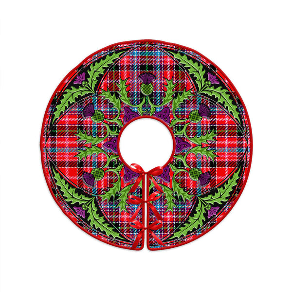 Udny Clan Badge Tartan Christmas Tree Skirt Scottish Thistle Design