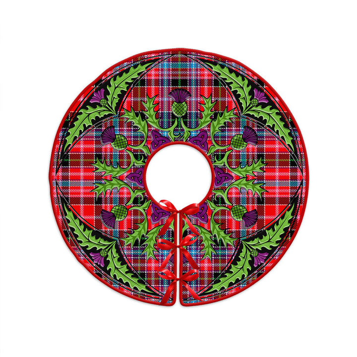 Udny Clan Badge Tartan Christmas Tree Skirt Scottish Thistle Design