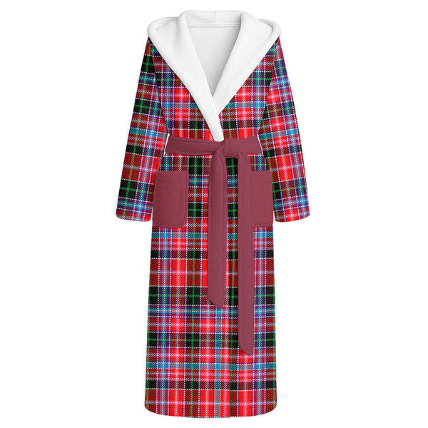 Udny Clan Badge Tartan Flannel Hooded Bathrobe