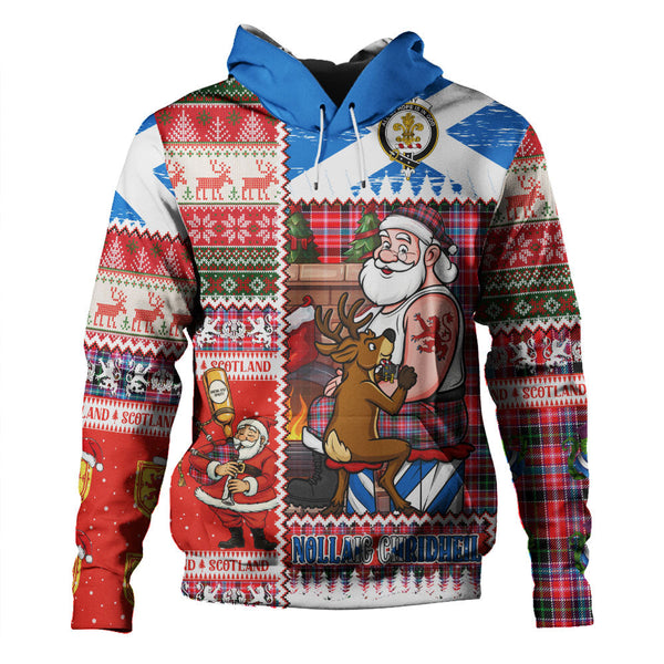 Udny Clan Badge Tartan Hoodie Scottish Santa Tattoo Christmas Comic Patchwork Style