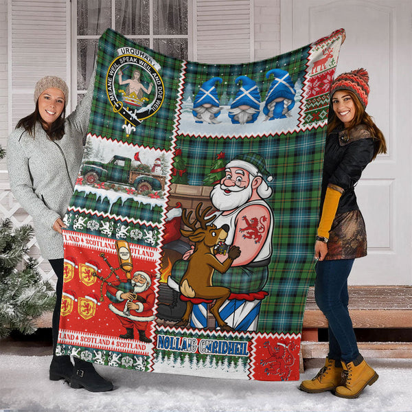 Urquhart Ancient Clan Badge Tartan Blanket Scotland Santa Tattoo Christmas Comic Patchwork Style