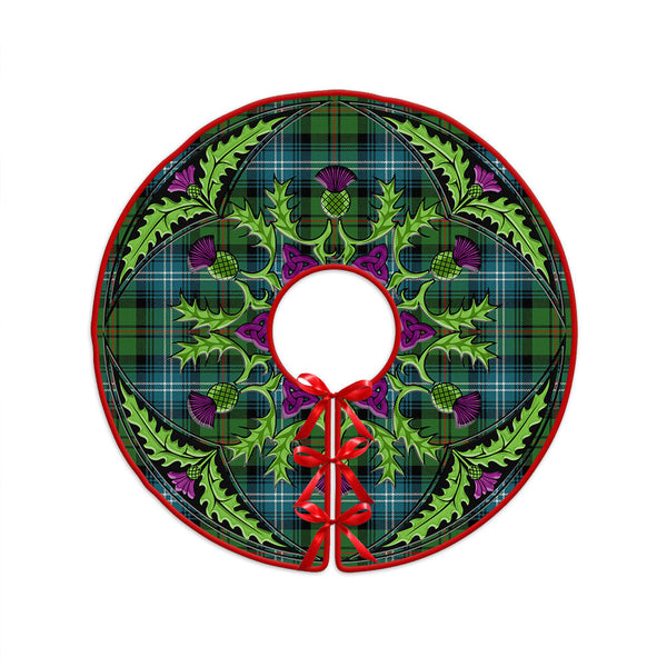 Urquhart Ancient Clan Badge Tartan Christmas Tree Skirt Scottish Thistle Design
