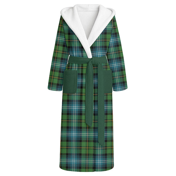 Urquhart Ancient Clan Badge Tartan Flannel Hooded Bathrobe