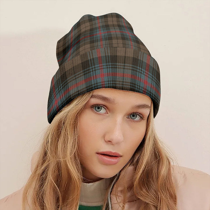 Urquhart Broad Red Weathered Tartan Knitted Beanie