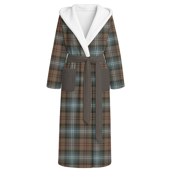 Urquhart Weathered Clan Badge Tartan Flannel Hooded Bathrobe