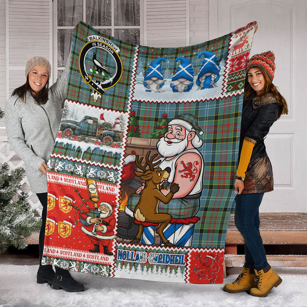 Walkinshaw Clan Badge Tartan Blanket Scotland Santa Tattoo Christmas Comic Patchwork Style