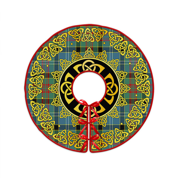 Walkinshaw Clan Badge Tartan Christmas Tree Skirt Golden Celtic Heritage