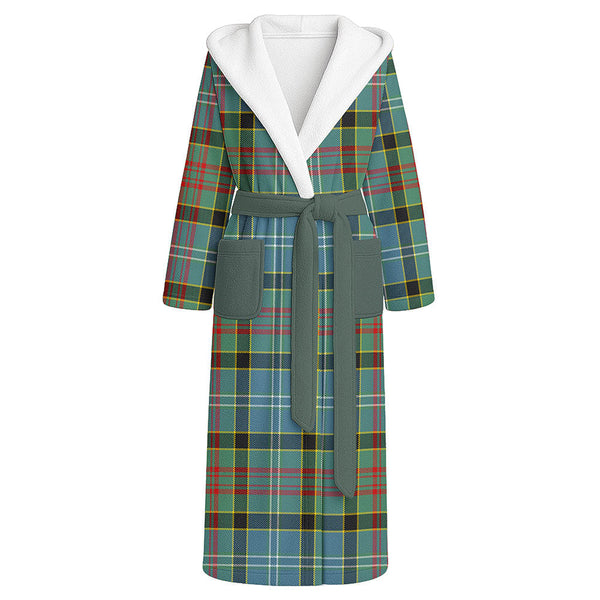 Walkinshaw Clan Badge Tartan Flannel Hooded Bathrobe