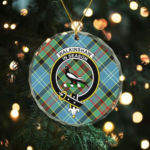 Walkinshaw Clan Badge Tartan Glass Ornament