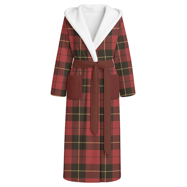 Wallace (Wallas) Weathered Clan Badge Tartan Flannel Hooded Bathrobe
