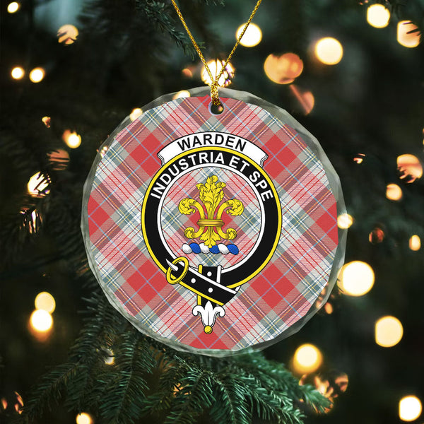 Warden Weathered Clan Badge Tartan Glass Ornament