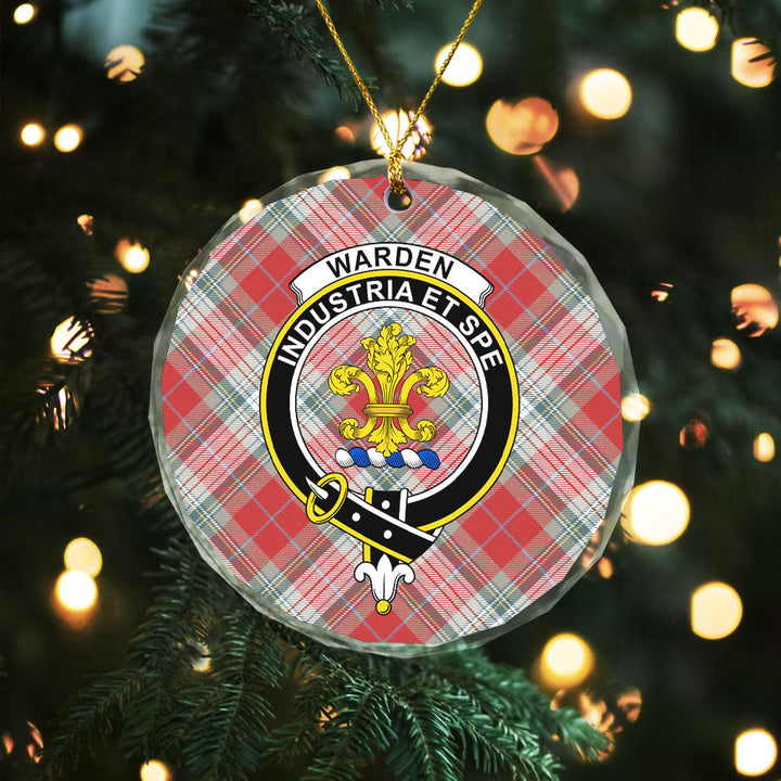 Warden Weathered Clan Badge Tartan Glass Ornament