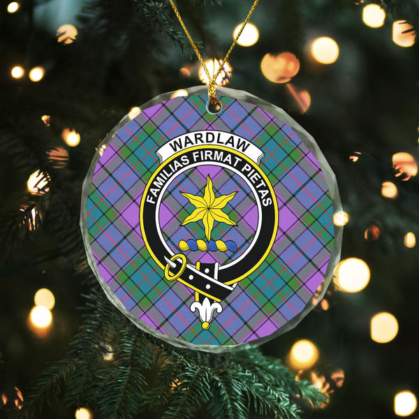 Wardlaw Ancient Clan Badge Tartan Glass Ornament