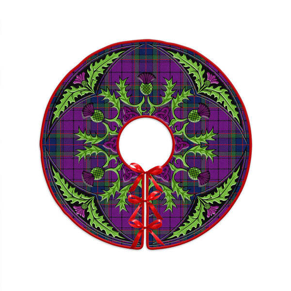 Wardlaw Modern Clan Badge Tartan Christmas Tree Skirt Scottish Thistle Design