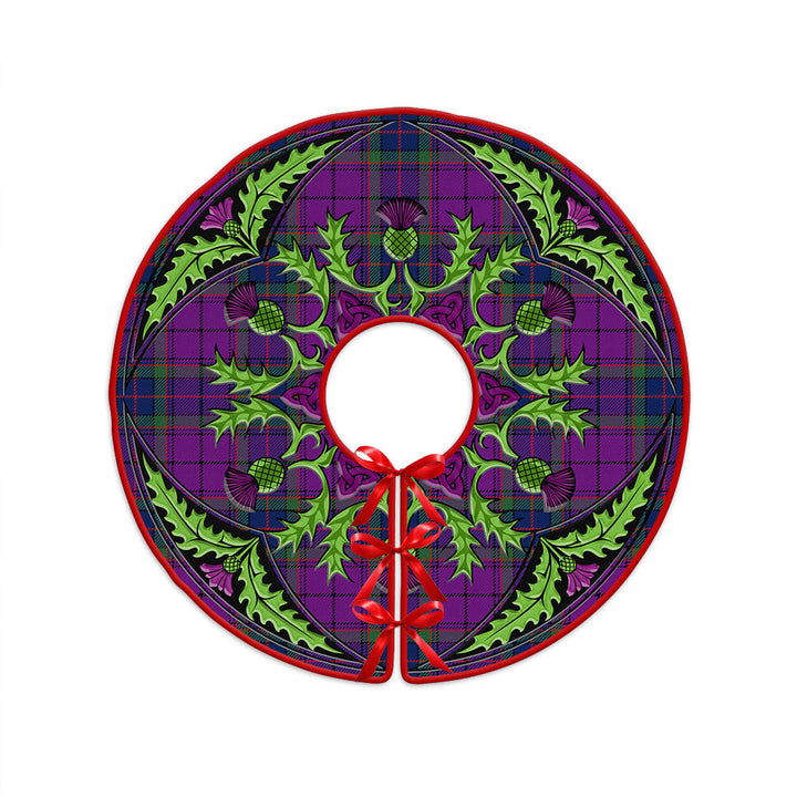 Wardlaw Modern Clan Badge Tartan Christmas Tree Skirt Scottish Thistle Design