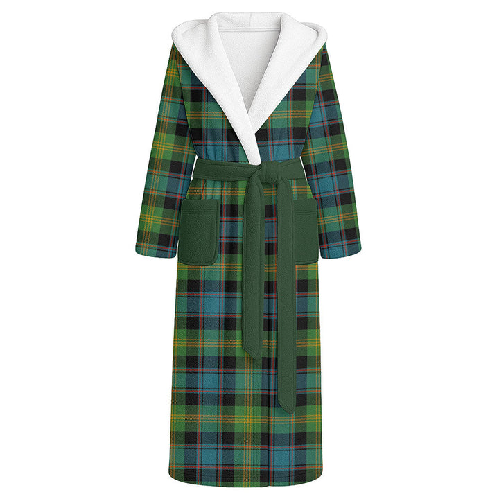 Watson (Wate Watt) Ancient Clan Badge Tartan Flannel Hooded Bathrobe