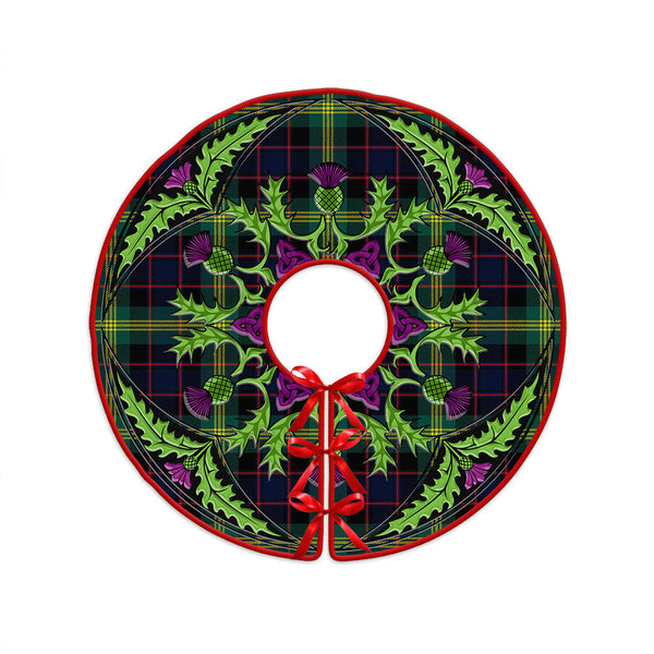 Watson (Wate Watt) Modern Clan Badge Tartan Christmas Tree Skirt Scottish Thistle Design
