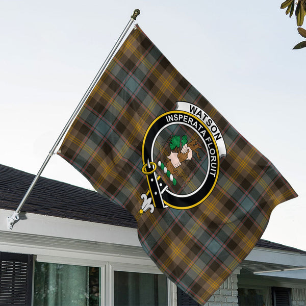 Watson (Wate Watt) Weathered Clan Badge Tartan House Flag