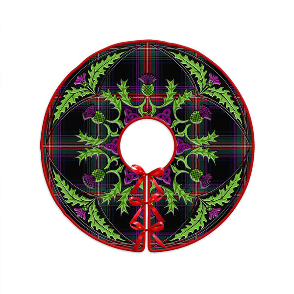 Watt (Wate) Modern Clan Badge Tartan Christmas Tree Skirt Scottish Thistle Design