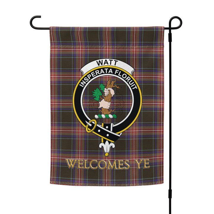 Watt (Wate) Weathered Clan Badge Tartan Garden Flag