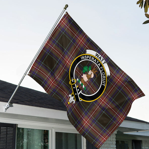 Watt (Wate) Weathered Clan Badge Tartan House Flag