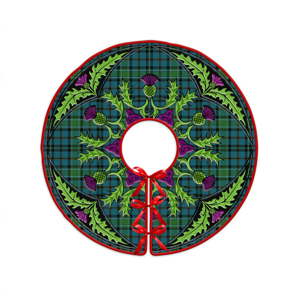 Weir Ancient Clan Badge Tartan Christmas Tree Skirt Scottish Thistle Design