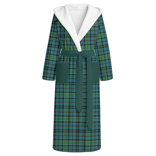 Weir Ancient Clan Badge Tartan Flannel Hooded Bathrobe