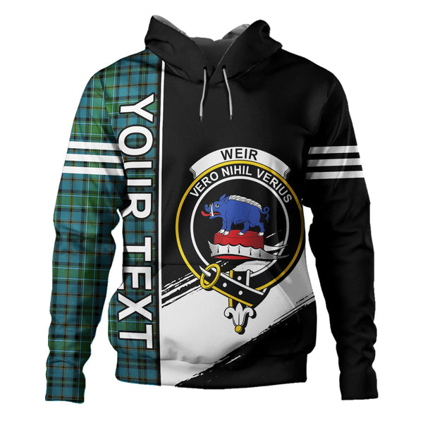 Weir Ancient Clan Badge Tartan Hoodie Quarter Style Personalized