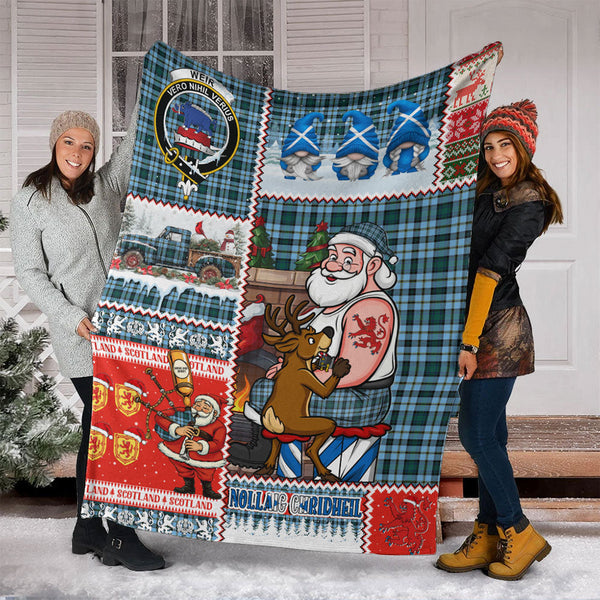 Weir Modern Clan Badge Tartan Blanket Scotland Santa Tattoo Christmas Comic Patchwork Style