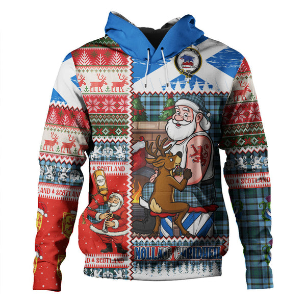 Weir Modern Clan Badge Tartan Hoodie Scottish Santa Tattoo Christmas Comic Patchwork Style