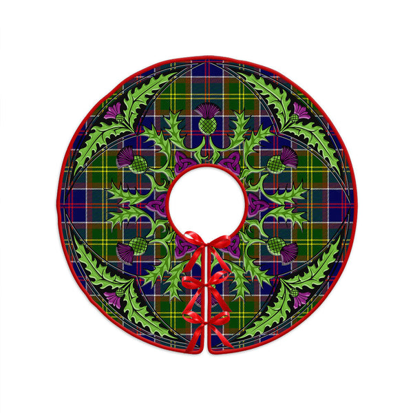 Whitefoord Modern Clan Badge Tartan Christmas Tree Skirt Scottish Thistle Design
