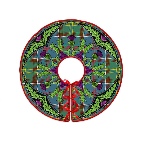 Whitelaw District Clan Badge Tartan Christmas Tree Skirt Scottish Thistle Design