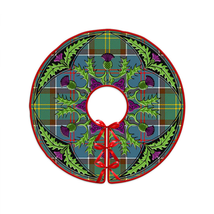 Whitelaw District Clan Badge Tartan Christmas Tree Skirt Scottish Thistle Design